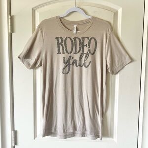 Cream and Gray Graphic T-shirt “Rodeo Y’all”